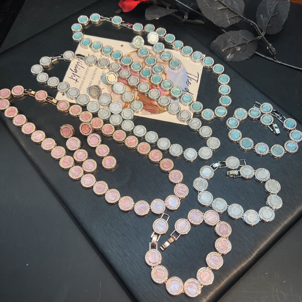 Modern Celestial Jewelry Set - Sphere & Orbit Necklace, Bracelet, Earrings