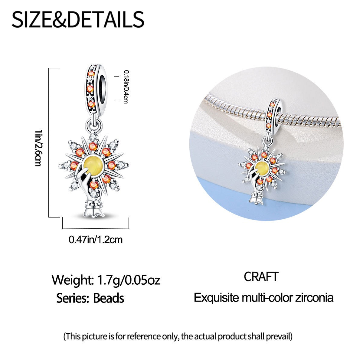 Mystic Tarot Sun & Moon Charm Bracelet – Sterling Silver Plated – Zodiac Energy Jewelry