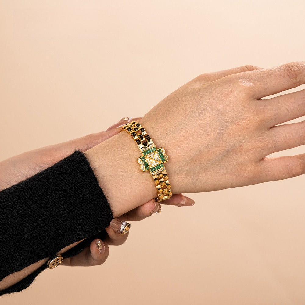 Petal zircon watch chain copper gold-plated, popular light luxury fashion in Europe, America and the Middle East, factory direct sales TK live broadcast special supply