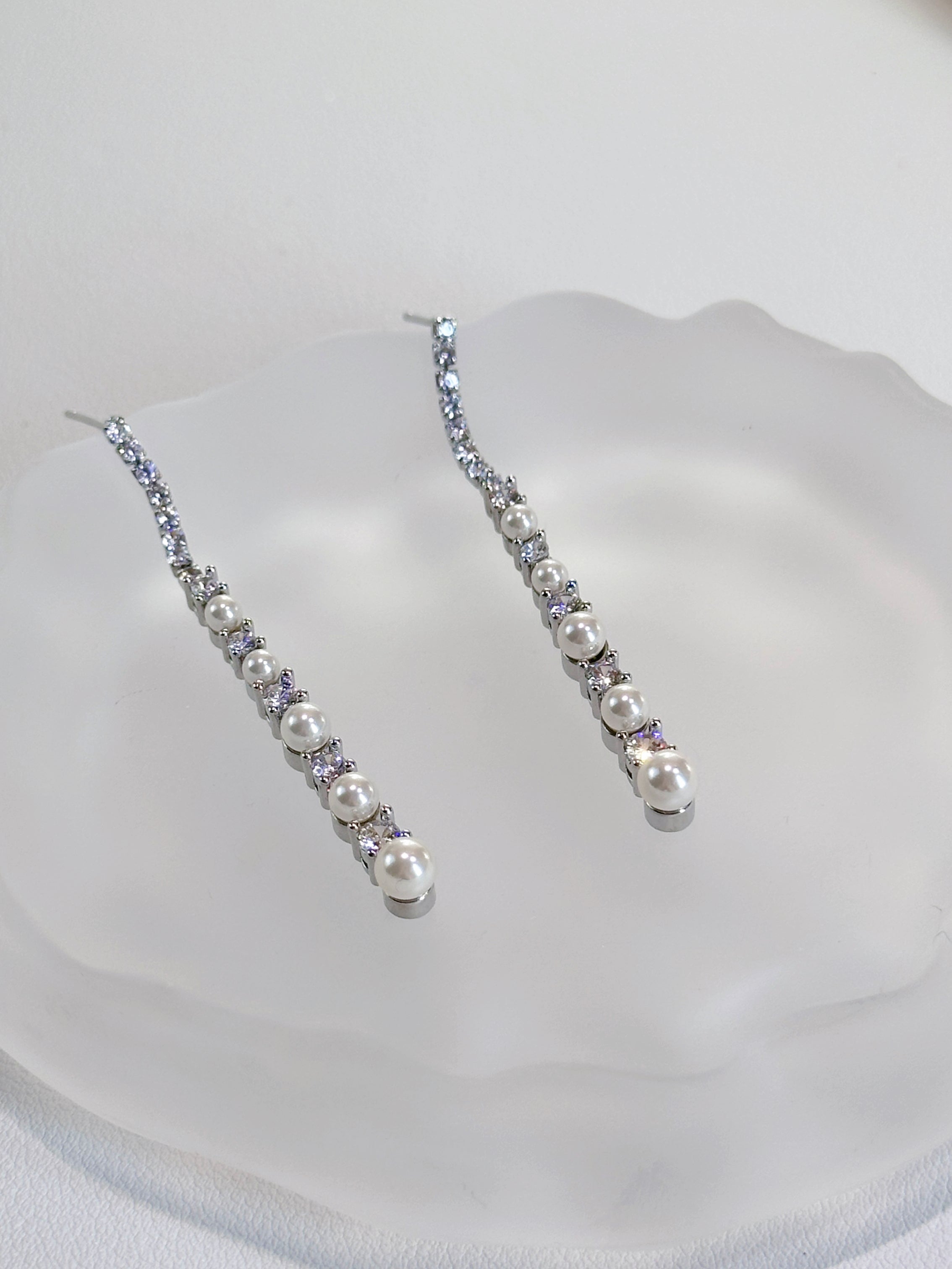 Elegant Pearl & Diamond-Style Drop Earrings | Timeless & Chic Design