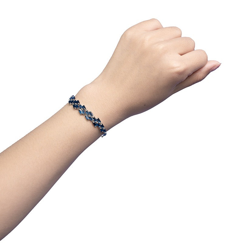 Double Layer Diamond Necklace Bracelet Earrings Set | Sapphire Ruby Emerald White Gemstone Jewelry Trio