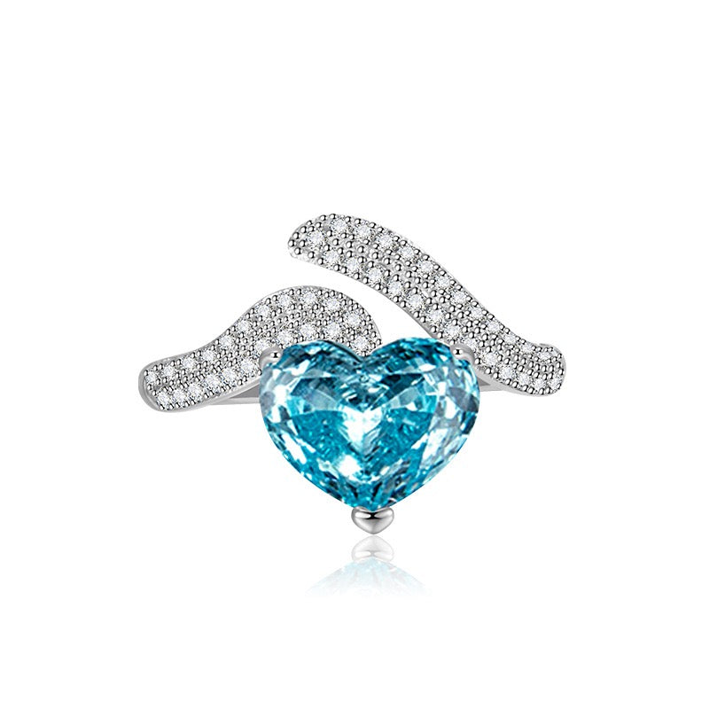 Love Heart Ring – Ice-Cut High Carbon Diamond Heart Ring | 8 Colors Adjustable