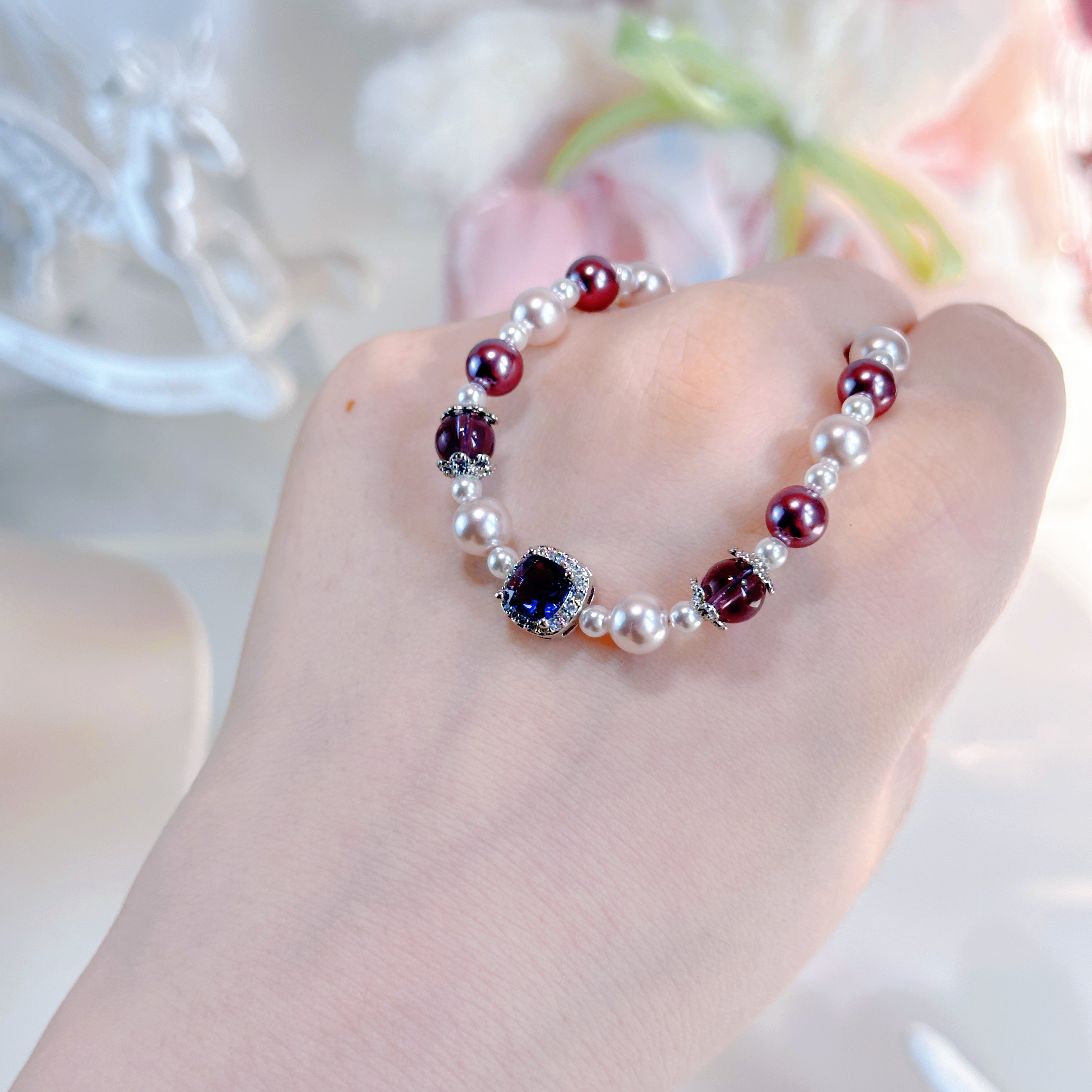 Misty Rose Duo – Purple Crystal Necklace & Bracelet Set | Elegant Swarovski-style Jewelry