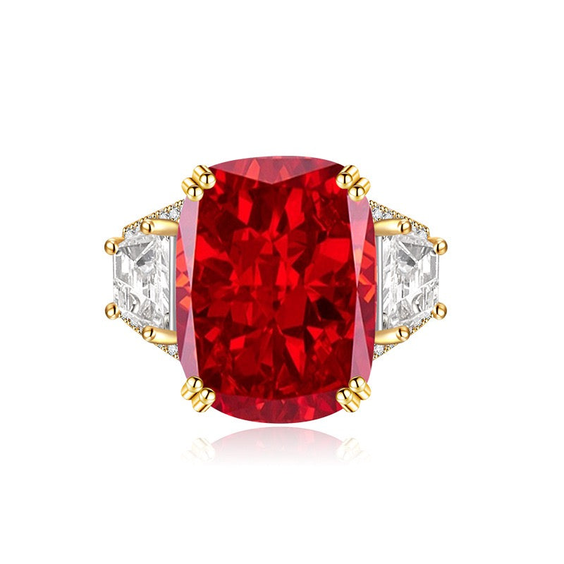 Ice Rectangle Ring – Fat Rectangle Cut High Carbon Diamond Cocktail Ring | 6 Colors Adjustable