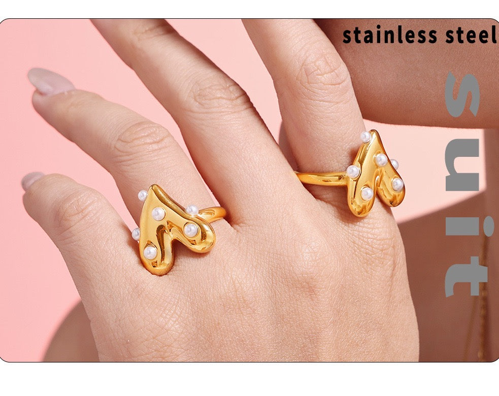 The Gilded Heart Suite - Articulated in Stainless Steel & Cultured Pearl