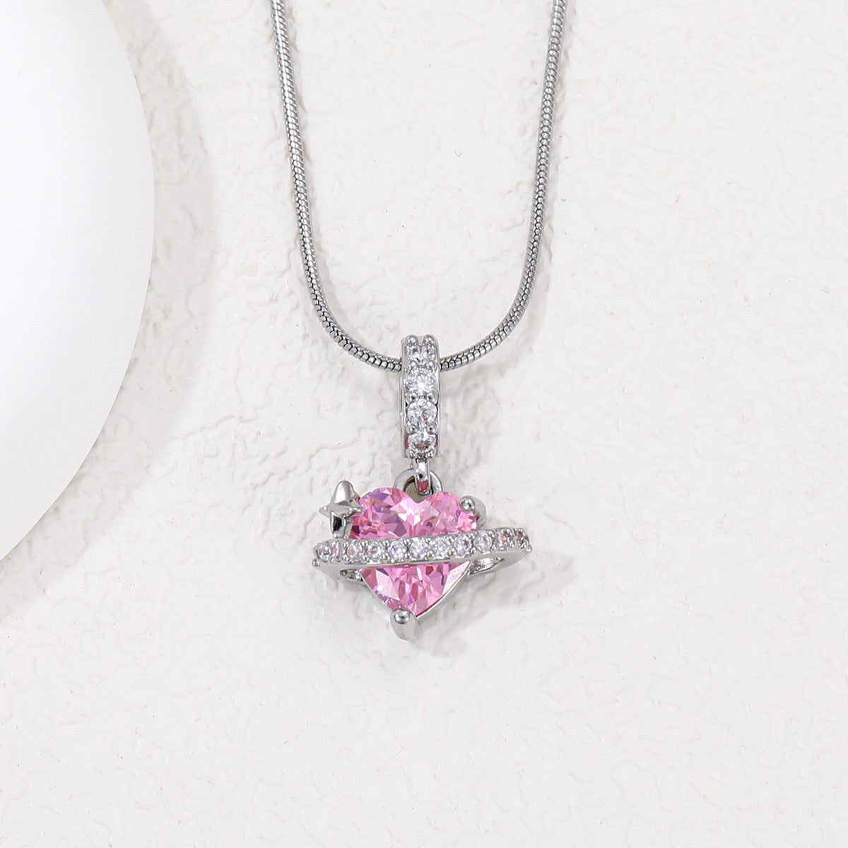 Sweet Heart Necklace for Women - Pink CZ Heart Pendant Jewelry | Valentine's Day Gift Idea