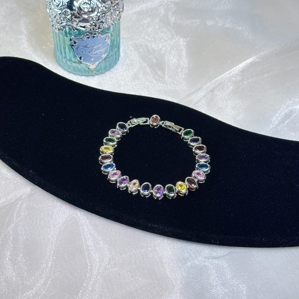 Rainbow Crystal Bracelet – Multi-Color Zirconia Stackable Jewelry