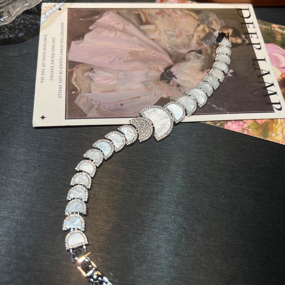 The Heirloom Three-Piece Set - Sculptural Zirconia Necklace, Earrings & Bracelet - Twilight Rose / Eternal Moonlight