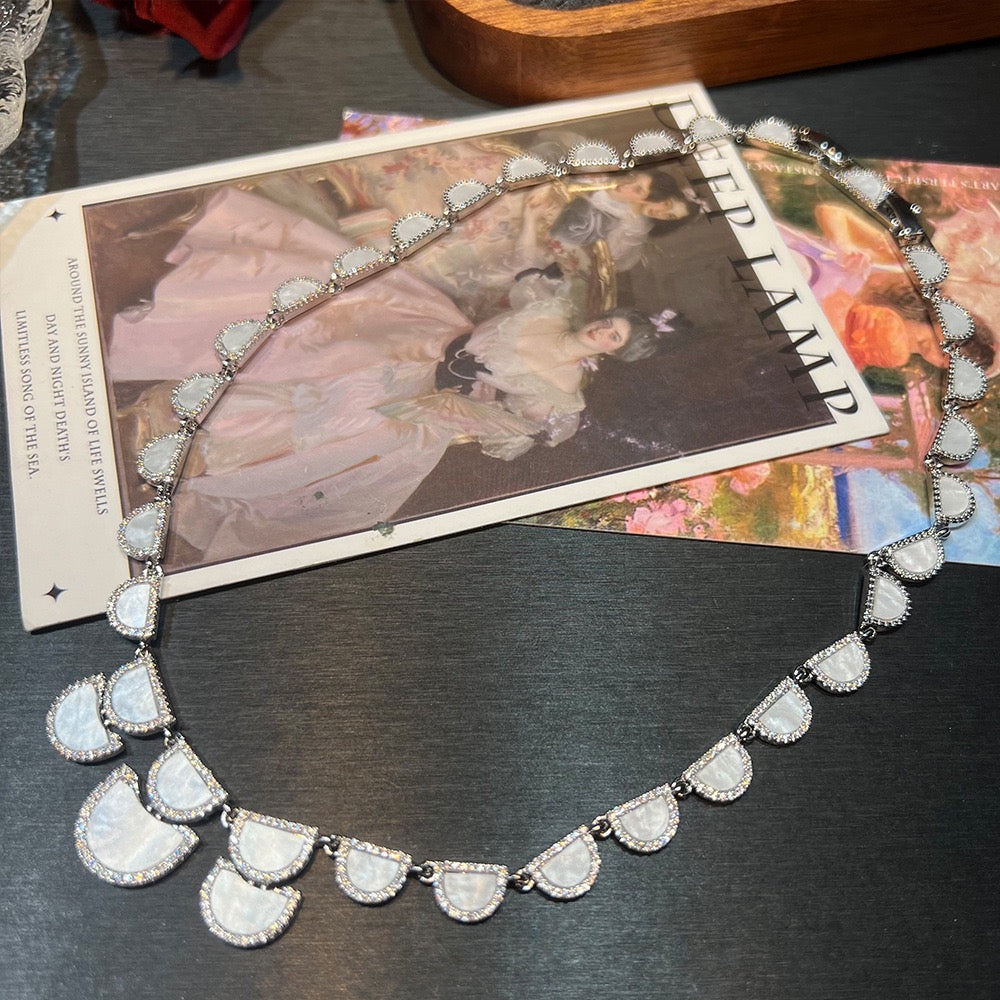 The Heirloom Three-Piece Set - Sculptural Zirconia Necklace, Earrings & Bracelet - Twilight Rose / Eternal Moonlight