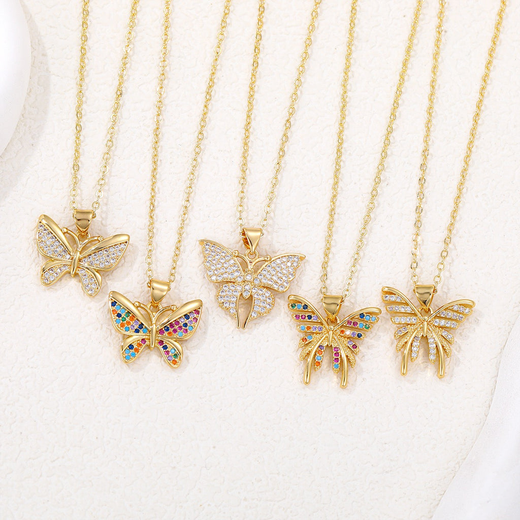 Everyday Butterfly Necklace - Petite 2cm Butterfly Pendant | Dual Color & Design Collection for Women