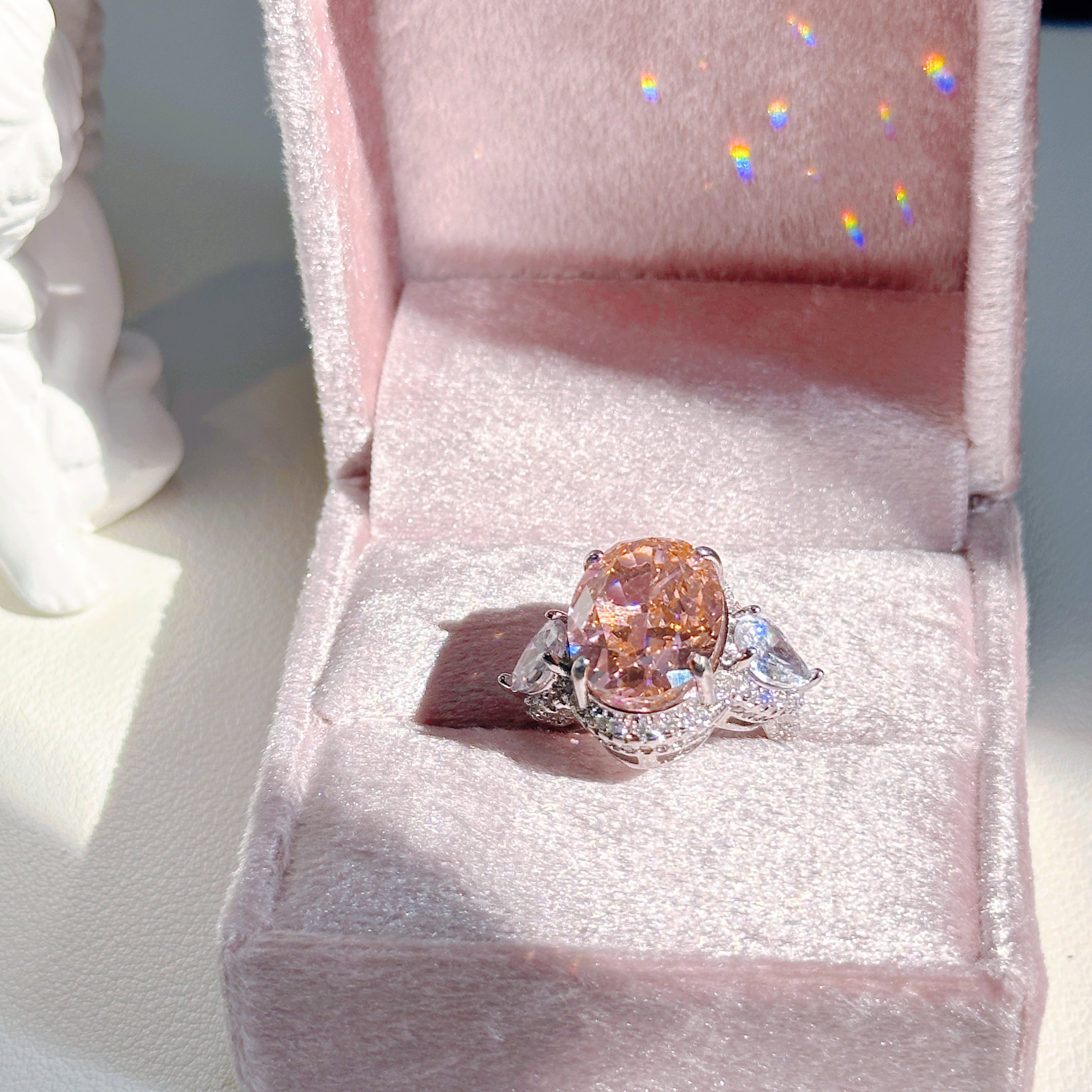 Pavé Palace Cocktail Ring – Oversized Padparadscha-Style Zirconia