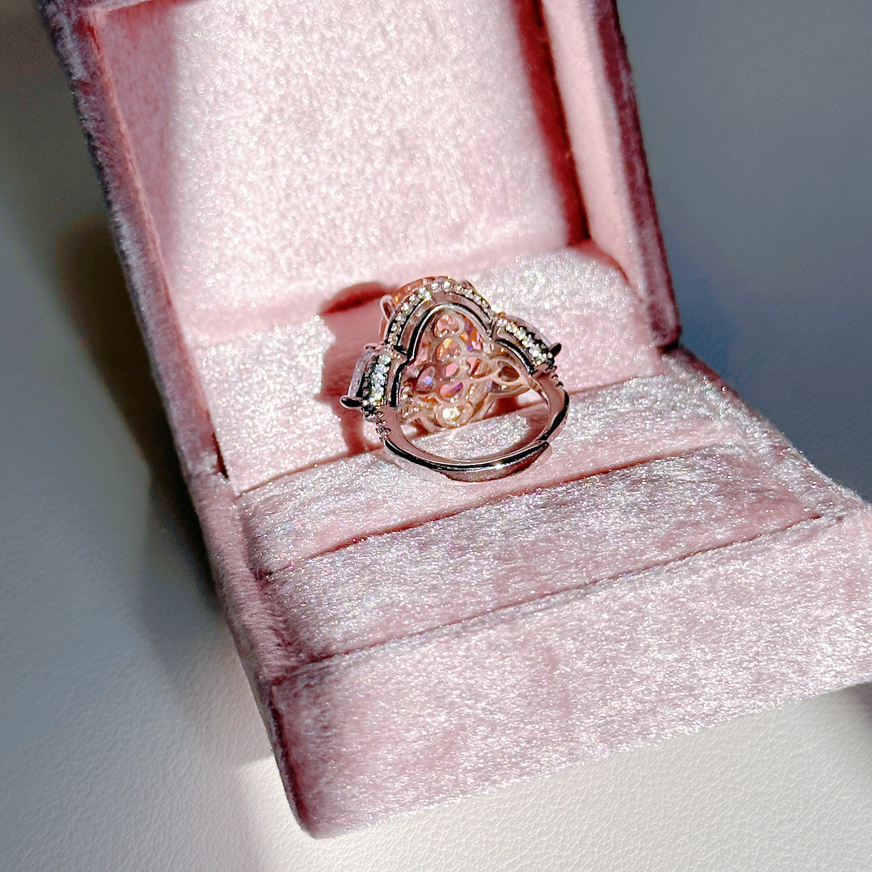Pavé Palace Cocktail Ring – Oversized Padparadscha-Style Zirconia