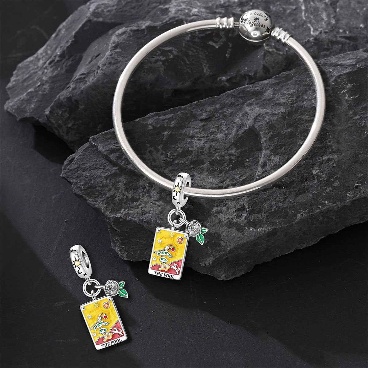 Mystic Tarot Sun & Moon Charm Bracelet – Sterling Silver Plated – Zodiac Energy Jewelry