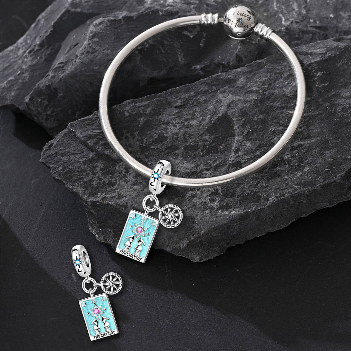 Mystic Tarot Sun & Moon Charm Bracelet – Sterling Silver Plated – Zodiac Energy Jewelry