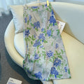 Vintage Floral Midi Skirt – Silky Satin, Elastic Waist