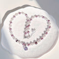 Misty Rose Duo – Purple Crystal Necklace & Bracelet Set | Elegant Swarovski-style Jewelry