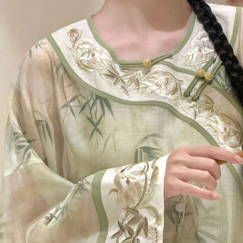 Heavy Embroidery Hanfu-Style Set – Dress + Slip + Skirt