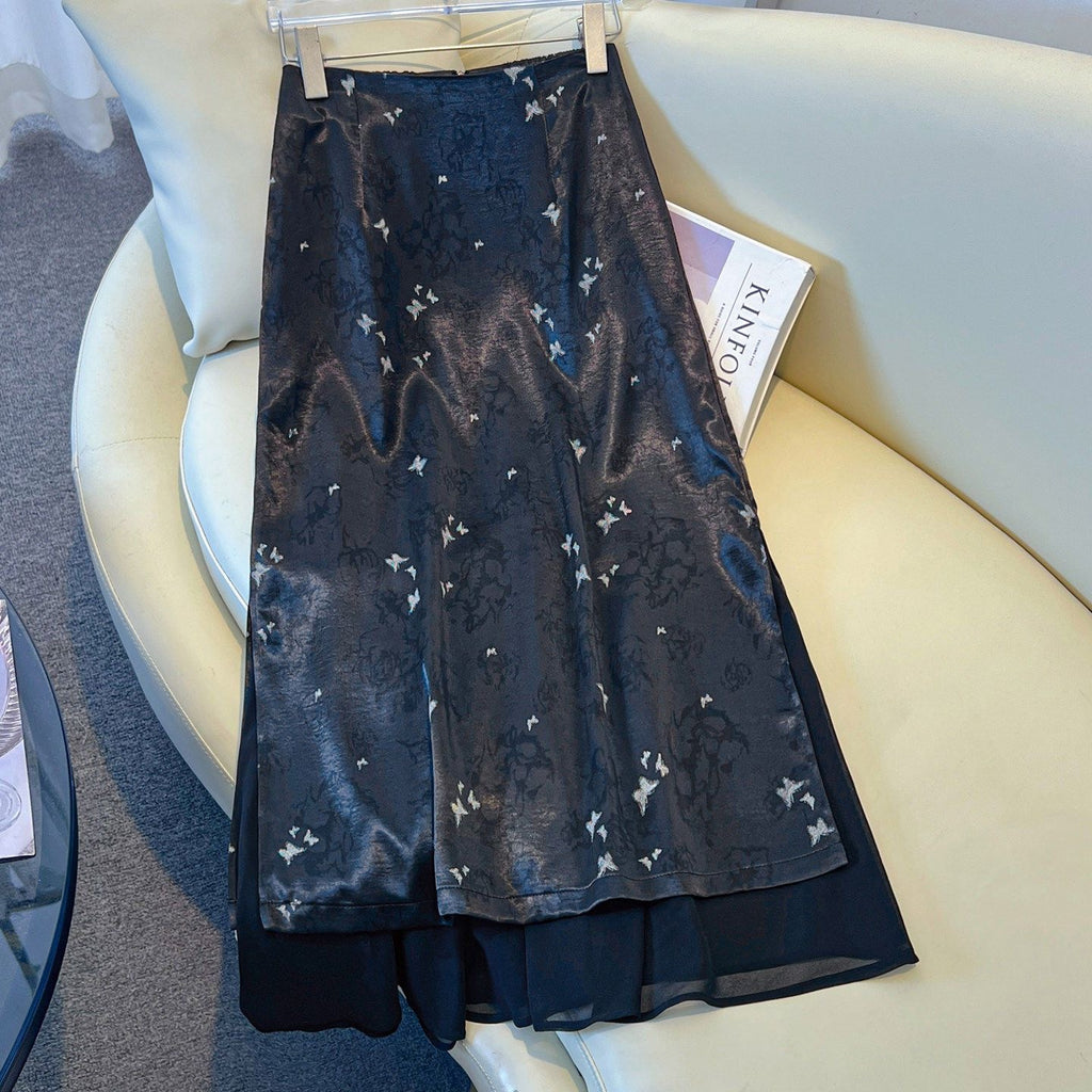 Luxe Satin Midi Skirt – Soft Drape, Elastic High Waist