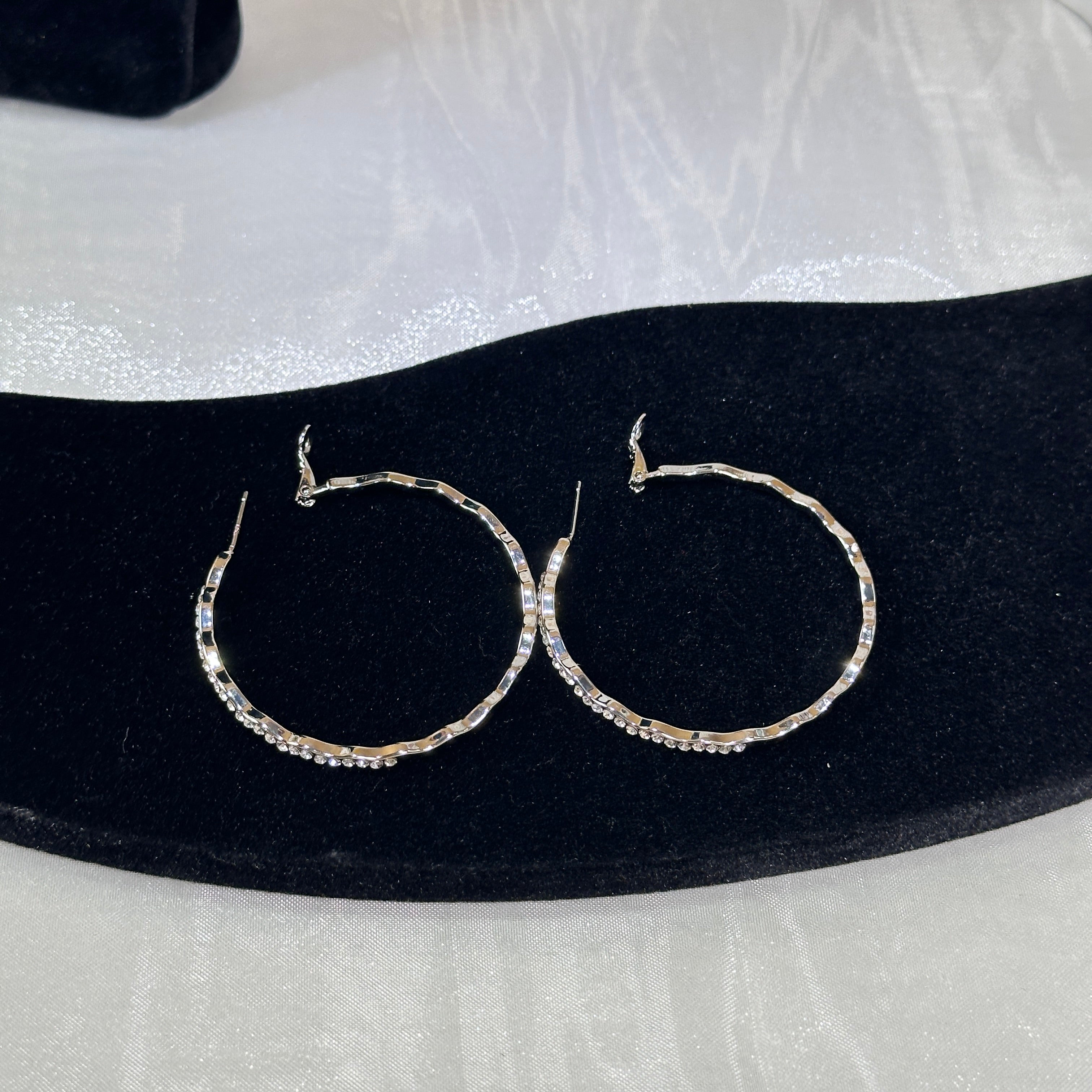 Statement Wave Earrings - Modern Minimalist Hoops with Sparkle - Hypoallergenic