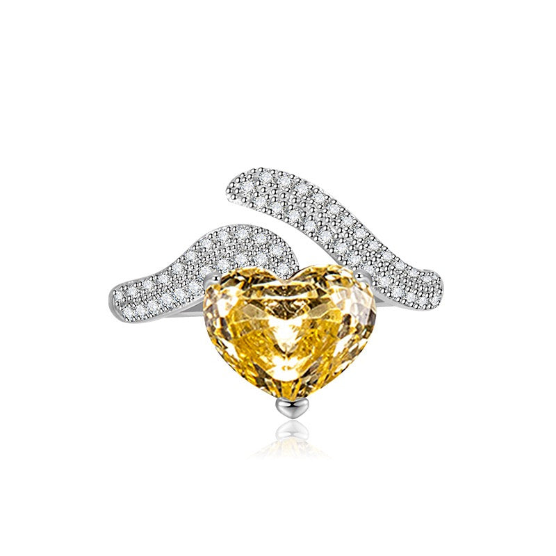 Love Heart Ring – Ice-Cut High Carbon Diamond Heart Ring | 8 Colors Adjustable