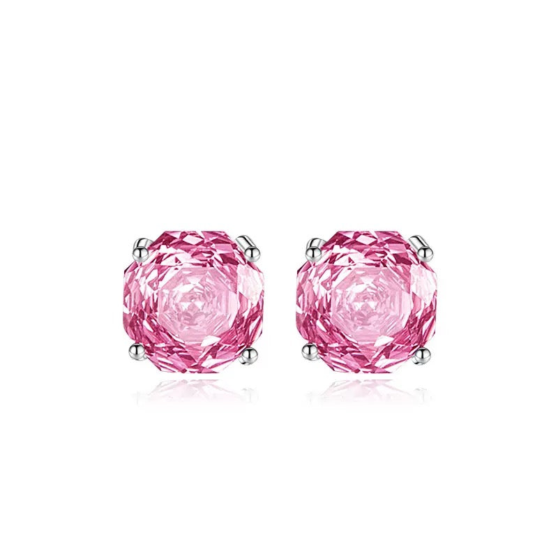 Deep Pink High Carbon Diamond Millennium Rose Cut Set | Octagon Ring Earrings Pendant Trio