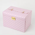 Light Luxury Large Capacity Jewelry Box – Quilted PU Leather Storage Organizer for Earrings, Rings, Necklaces | European Style Jewelry Case with Soft Pearl Grain Finish