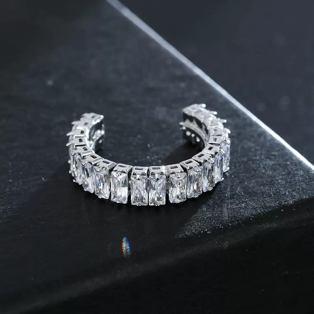 Petite Silver Cuff, Adjustable Ring & Stud Earrings with Channel-Set Zirconia