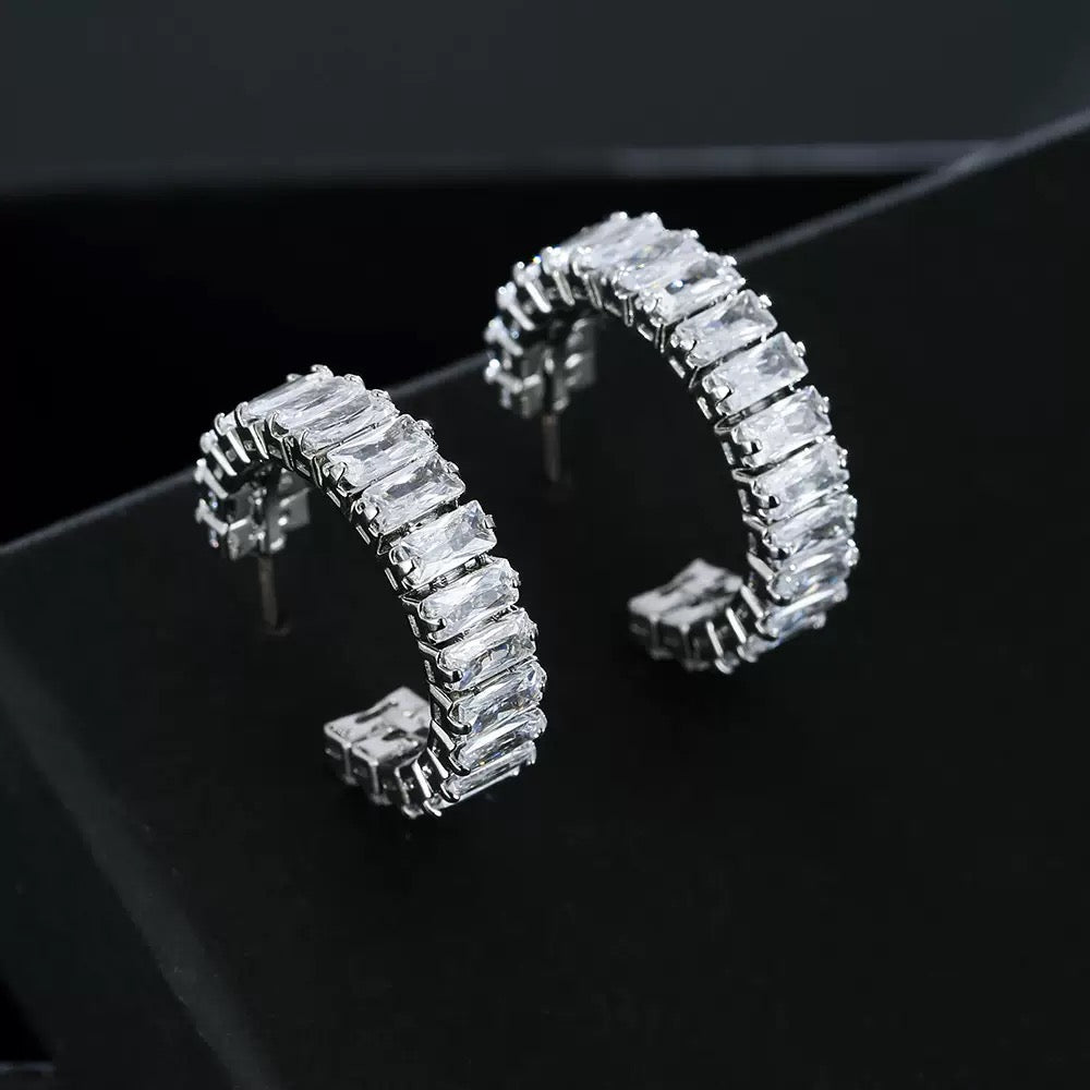 Petite Silver Cuff, Adjustable Ring & Stud Earrings with Channel-Set Zirconia