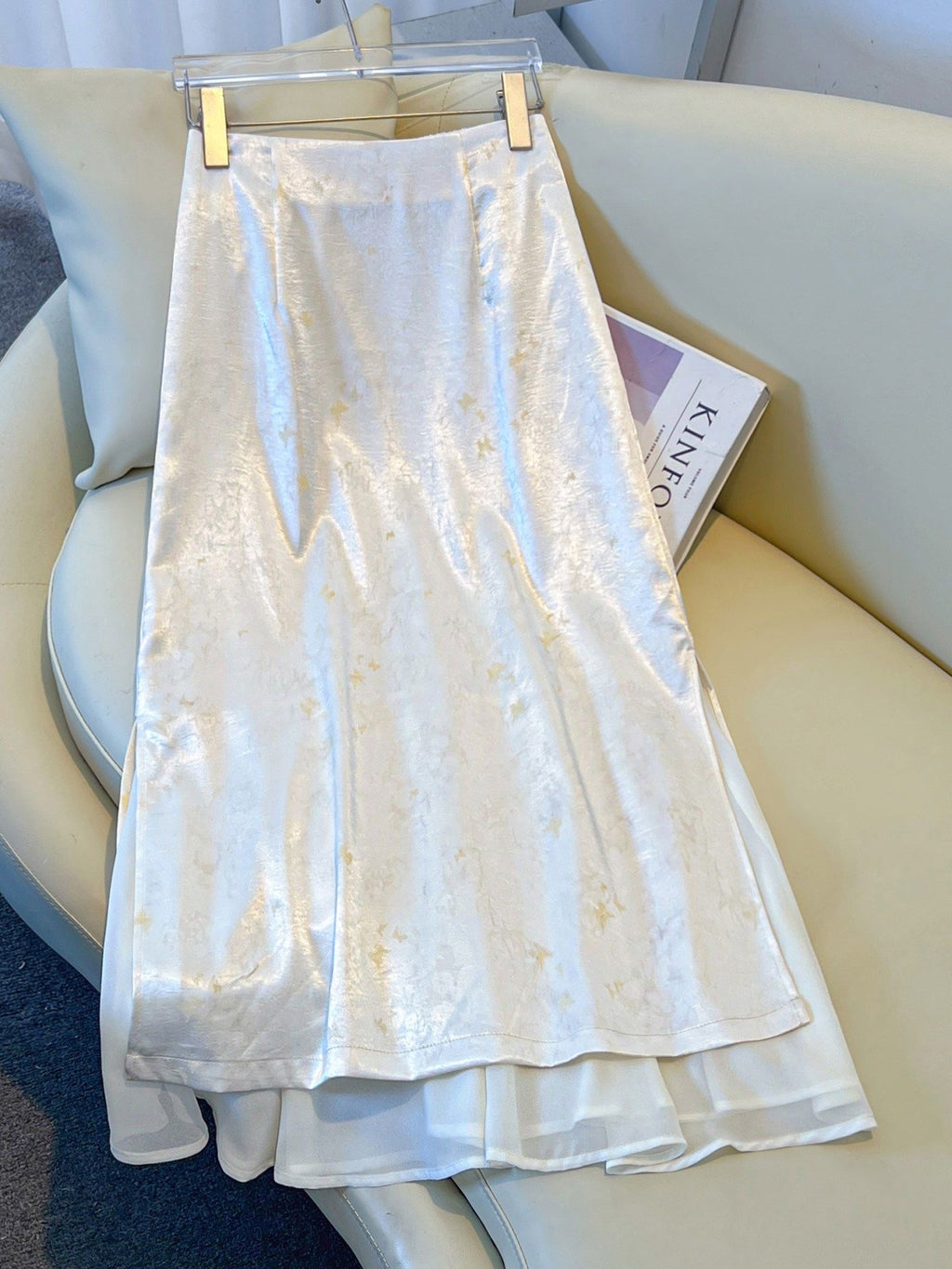 Luxe Satin Midi Skirt – Soft Drape, Elastic High Waist