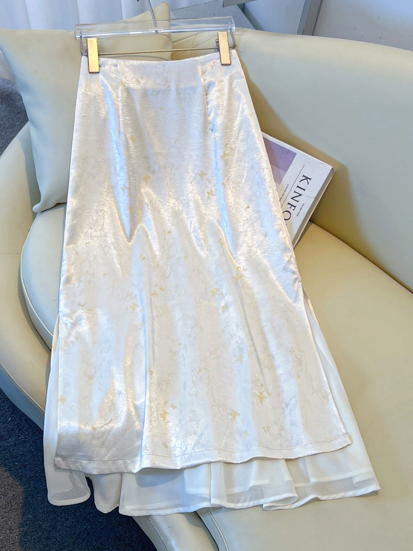 Luxe Satin Midi Skirt – Soft Drape, Elastic High Waist