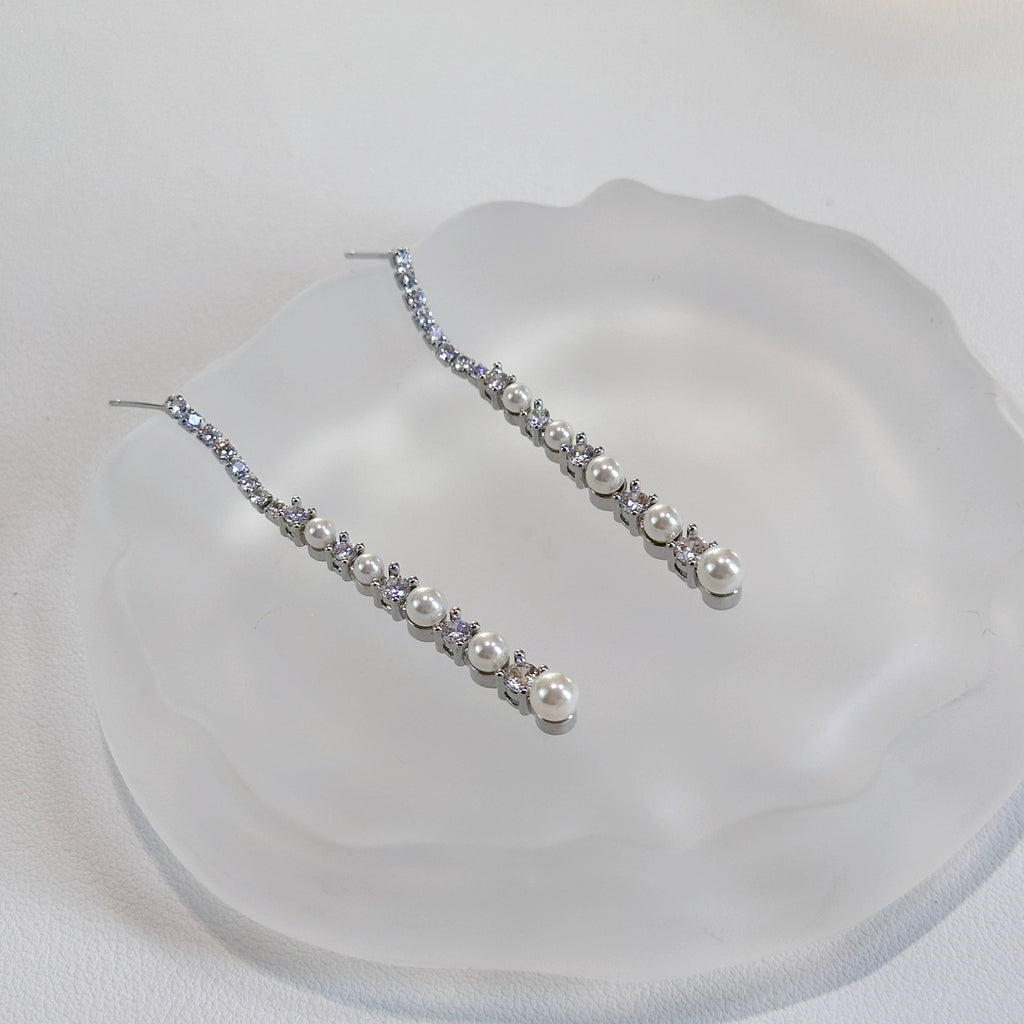 Elegant Pearl & Diamond-Style Drop Earrings | Timeless & Chic Design