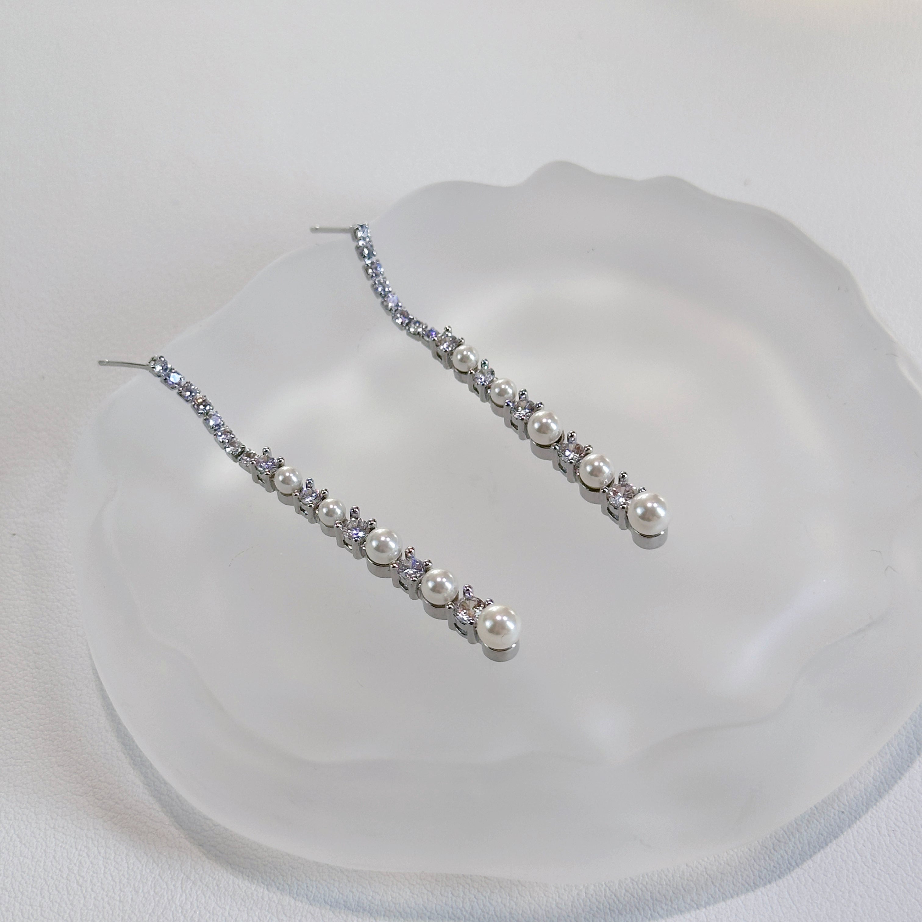 Elegant Pearl & Diamond-Style Drop Earrings | Timeless & Chic Design