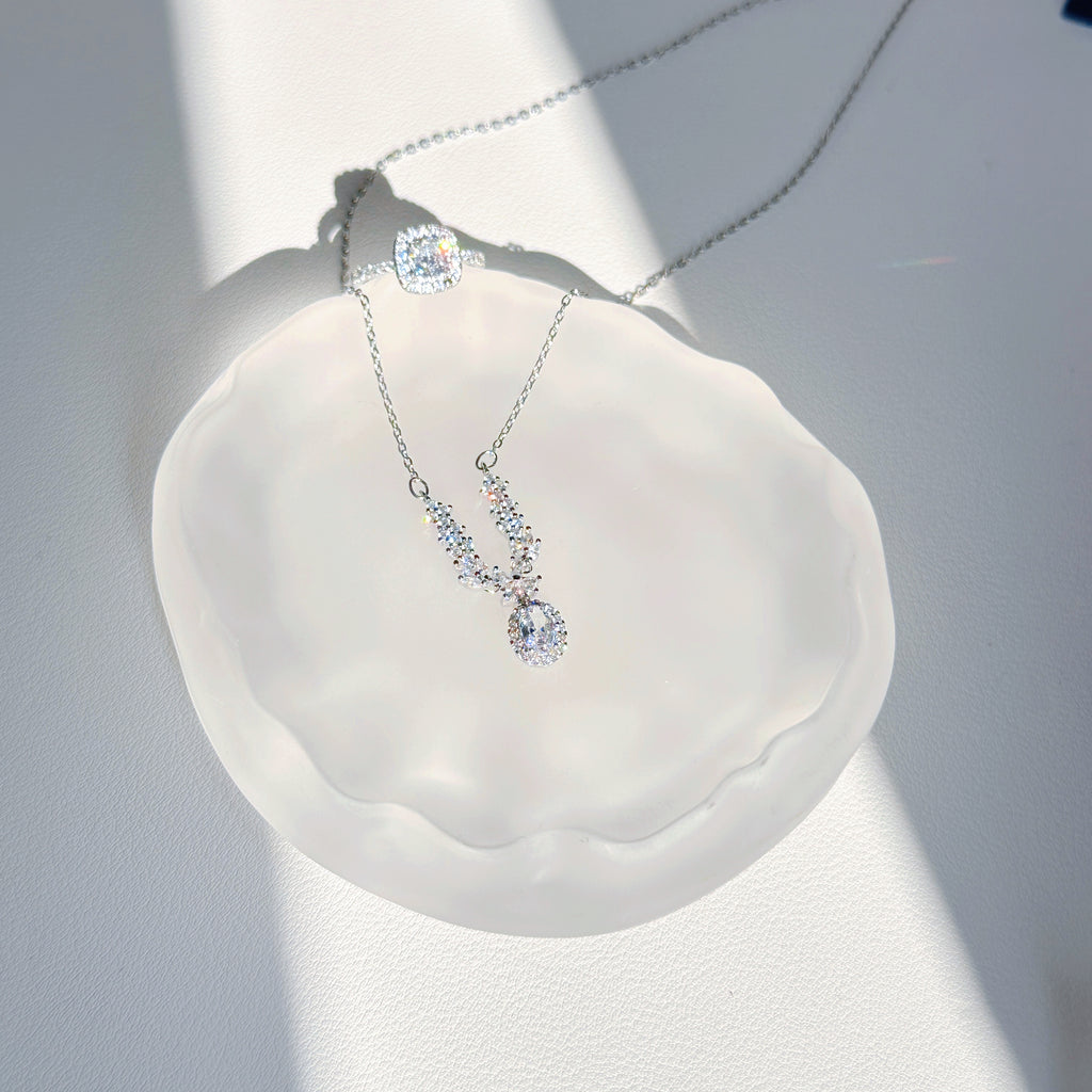 Royal Princess Duo – s925 Sterling Silver Zirconia Necklace & Ring Set | Minimalist Elegant Jewelry