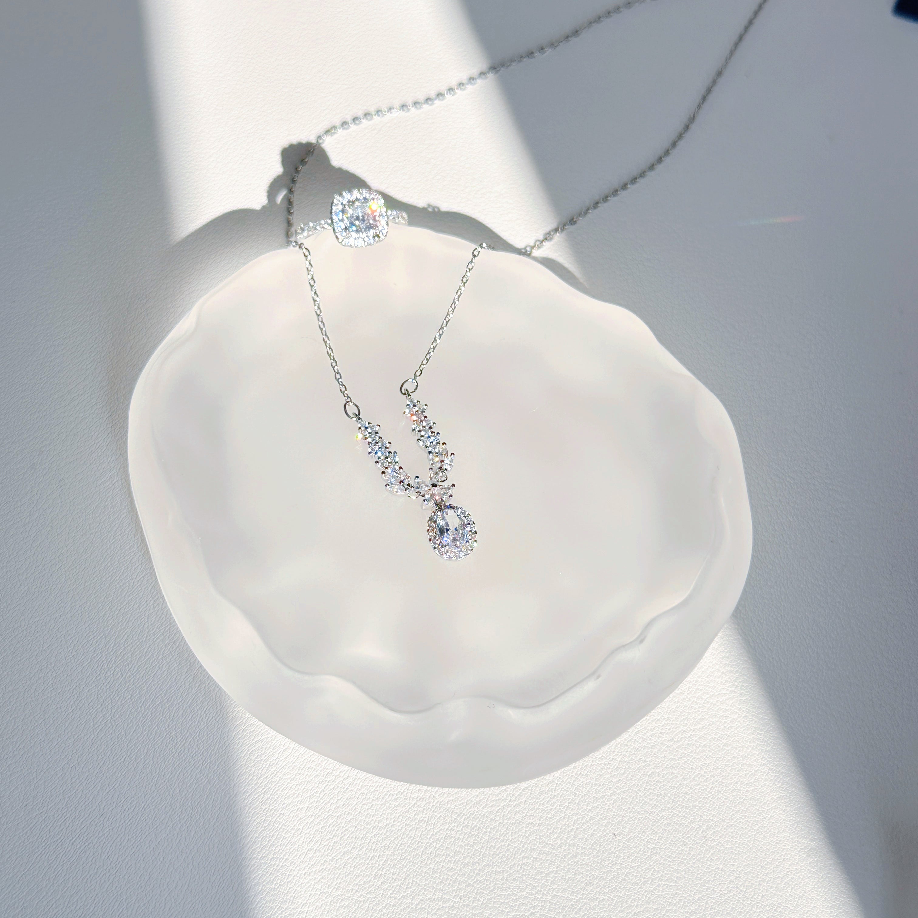 Royal Princess Duo – s925 Sterling Silver Zirconia Necklace & Ring Set | Minimalist Elegant Jewelry