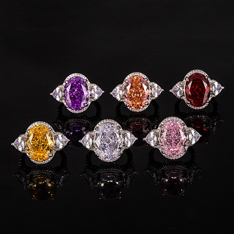 Pavé Palace Cocktail Ring – Oversized Padparadscha-Style Zirconia