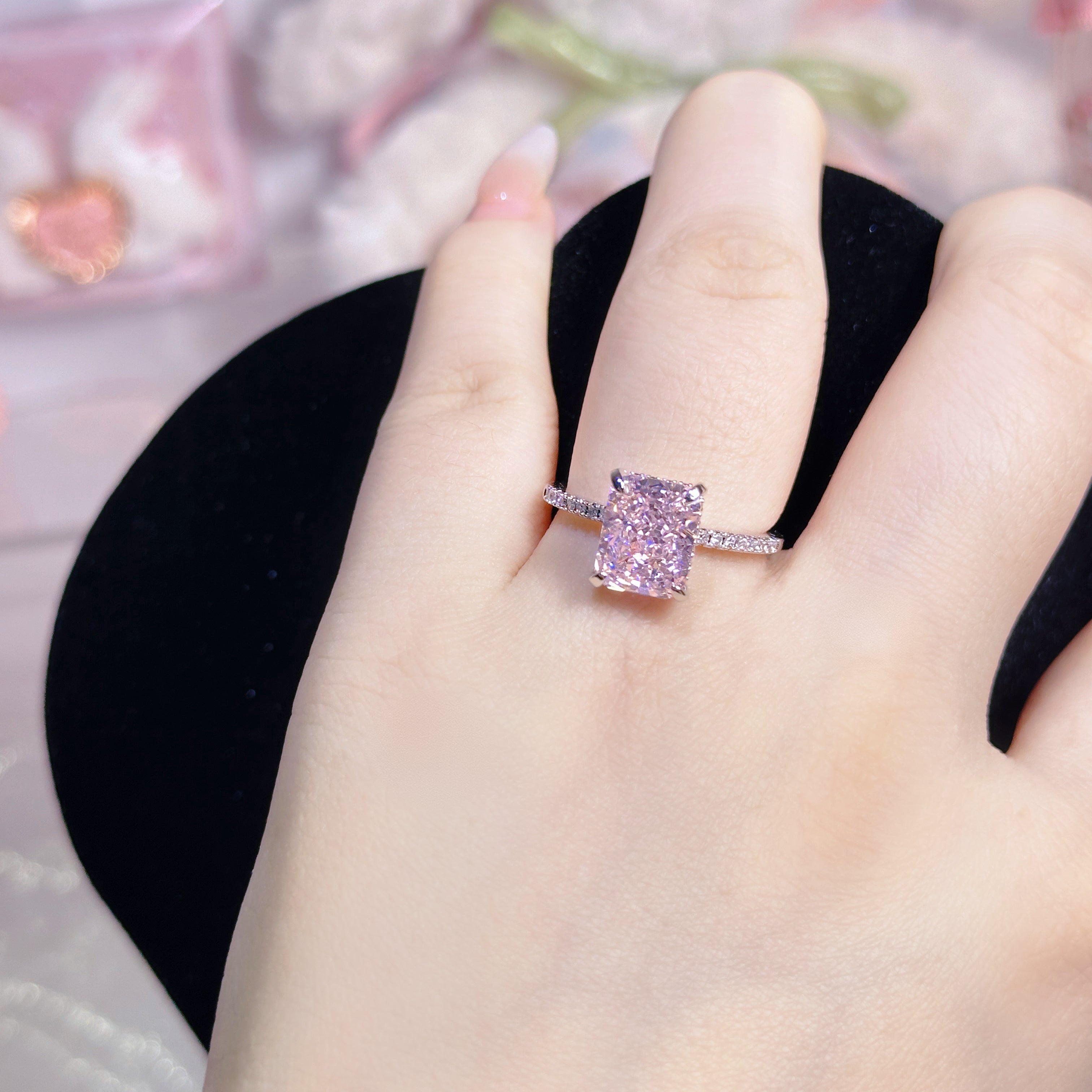 Princess Cut Square Statement Ring - Geometric Minimalist Ring for Women