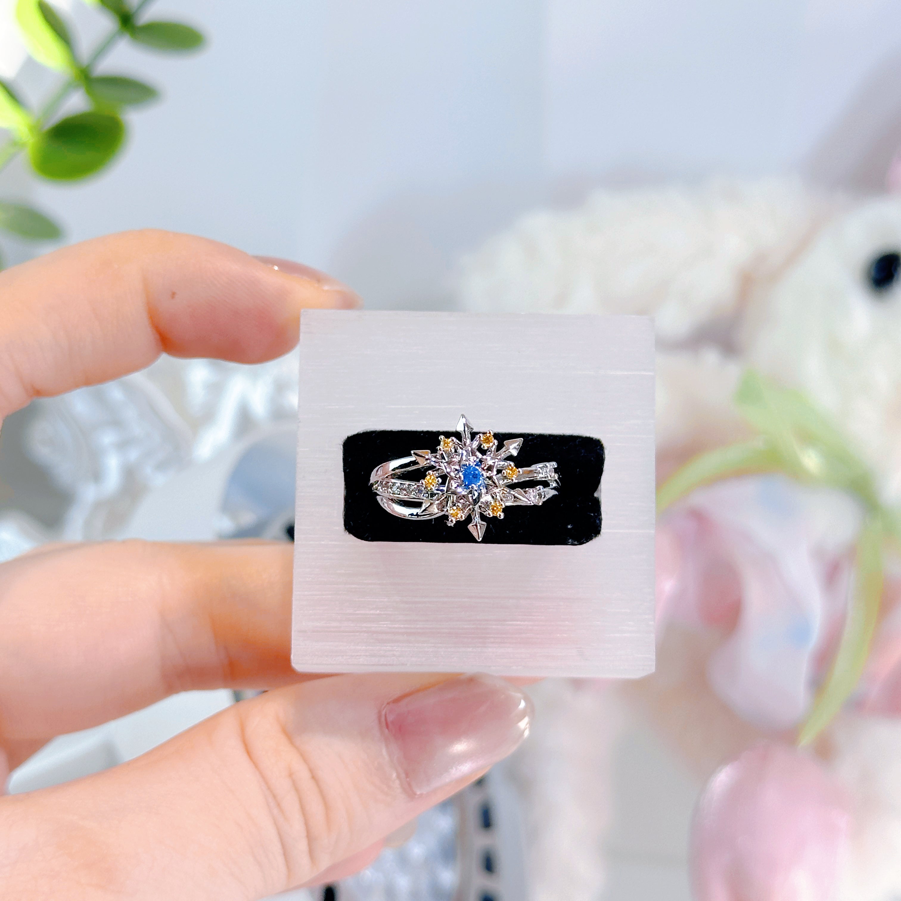 Love and Deep Space Snowflake Ring – Open Band Ring Inspired by Li She