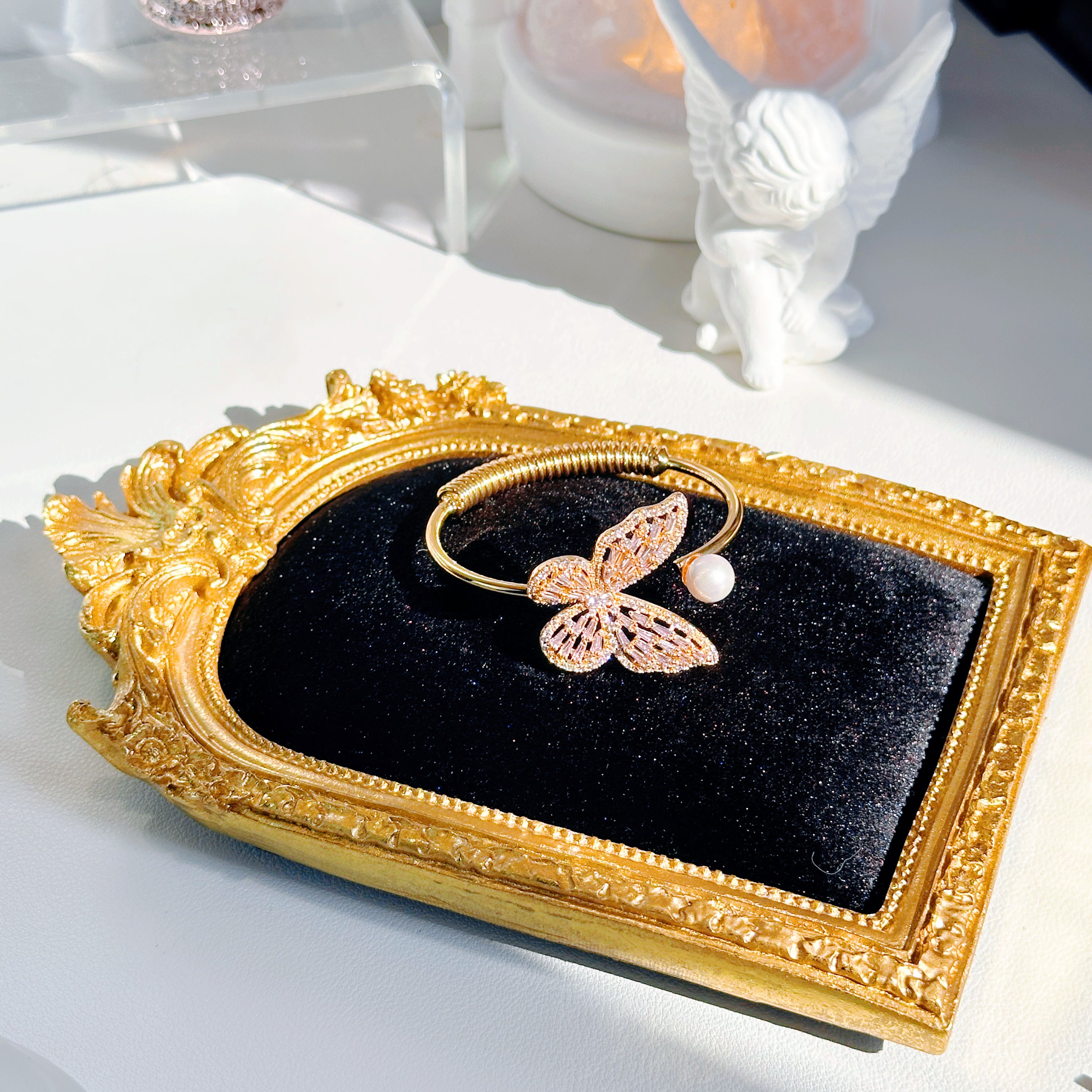Luxury Pearl Butterfly Bracelet | Exquisite Gemstone & Pearl Design | Gold/Silver