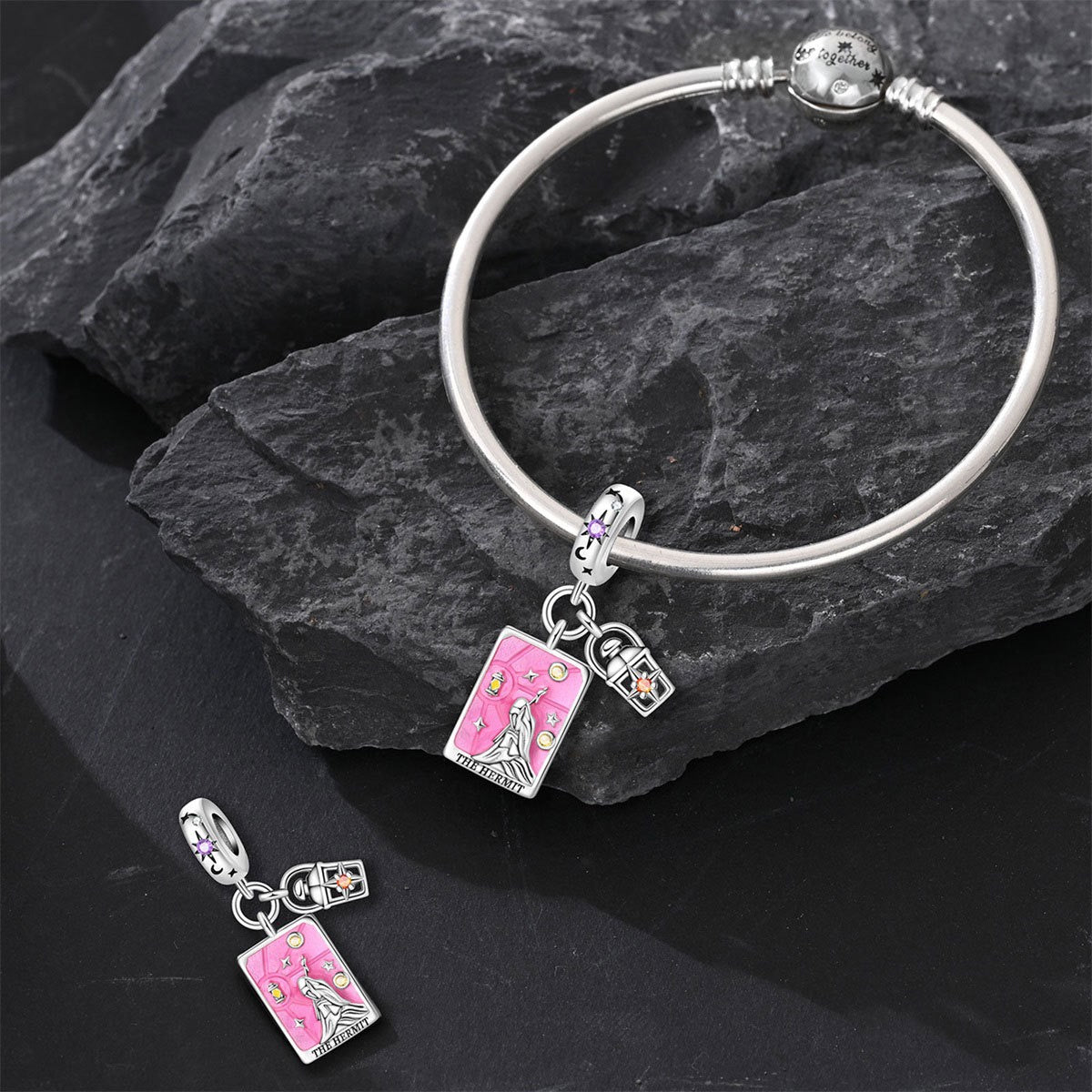 Mystic Tarot Sun & Moon Charm Bracelet – Sterling Silver Plated – Zodiac Energy Jewelry