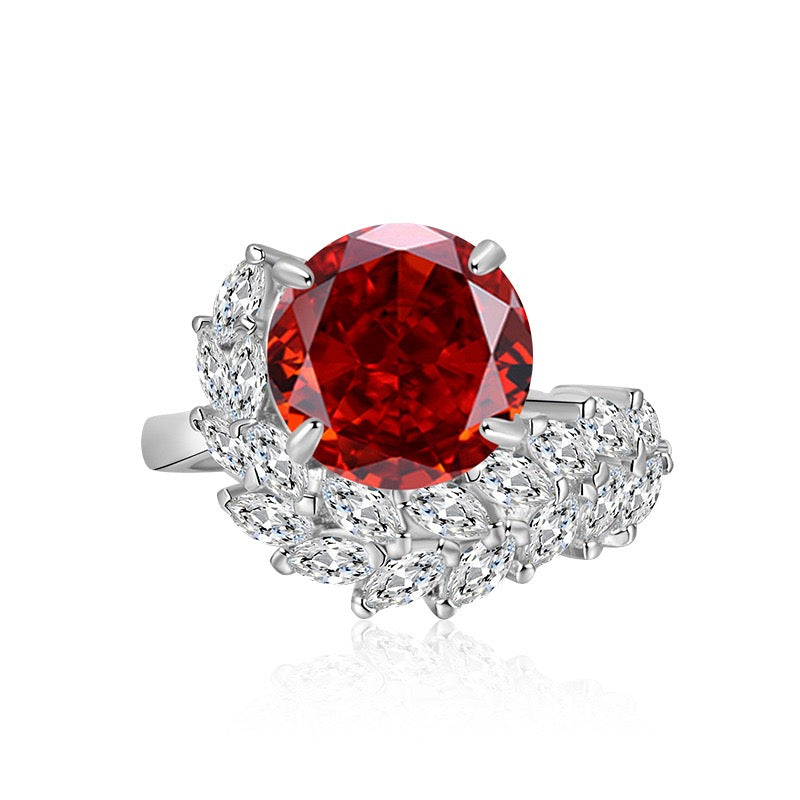 Ice Bloom Ring – Ice-Cut High Carbon Diamond Round Ring | 7 Colors Adjustable