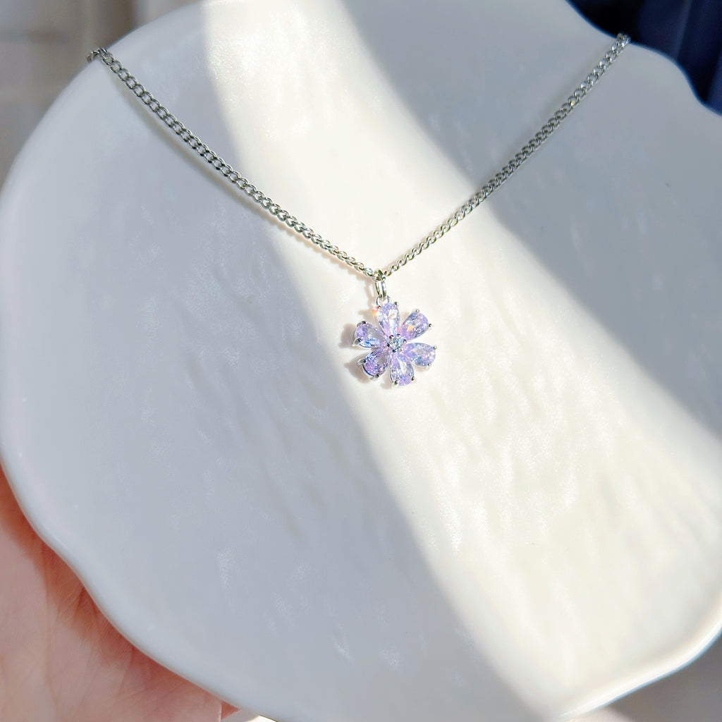 Starbloom Duo – Shen Xinghui Aster Flower Ring & Purple Lilac Necklace | Celestial Jewelry Set