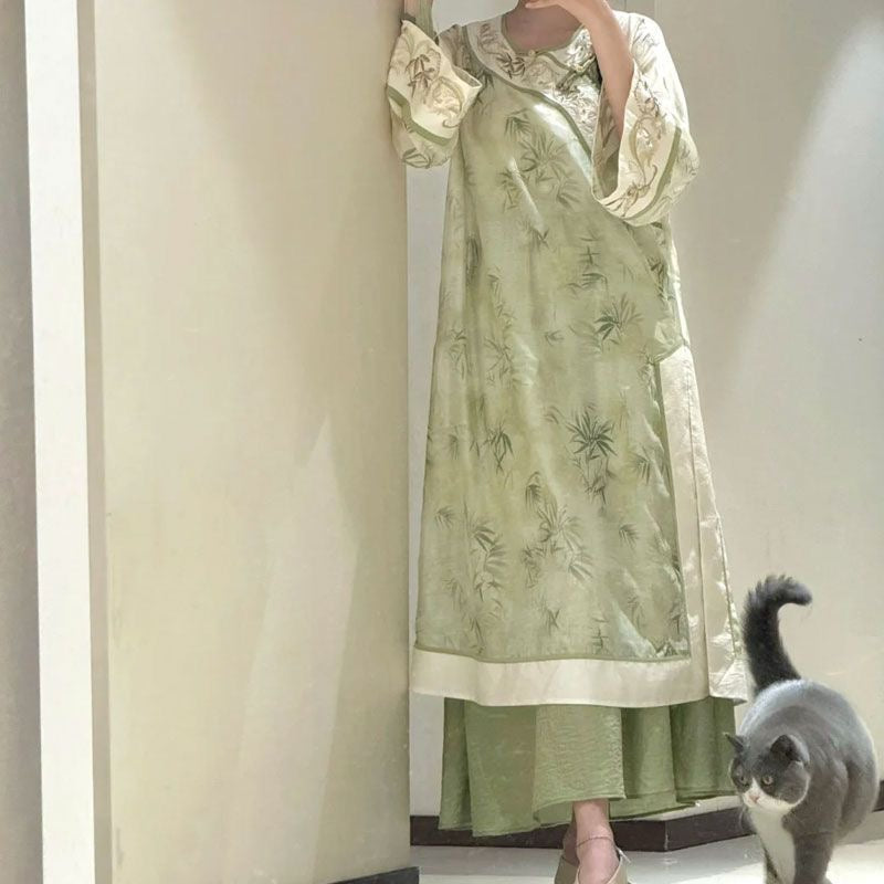 Heavy Embroidery Hanfu-Style Set – Dress + Slip + Skirt