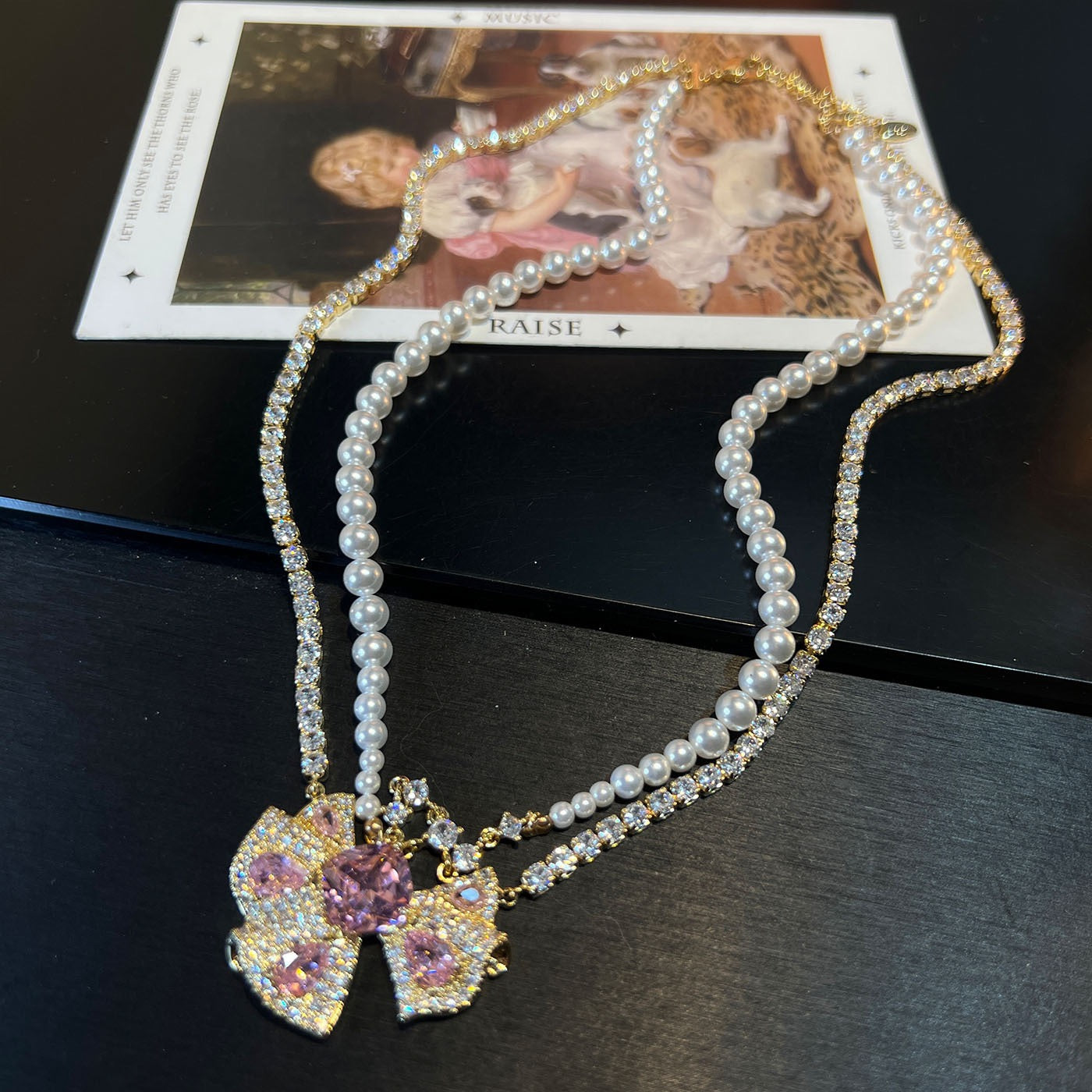 Kinetic Butterfly & Fringe Jewelry Set - Moving Tassel Earrings & Necklace - Art Nouveau Style