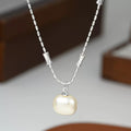 Style Silver Cube Pearl Pendant Necklace – Elegant Light Luxury Choker for Women