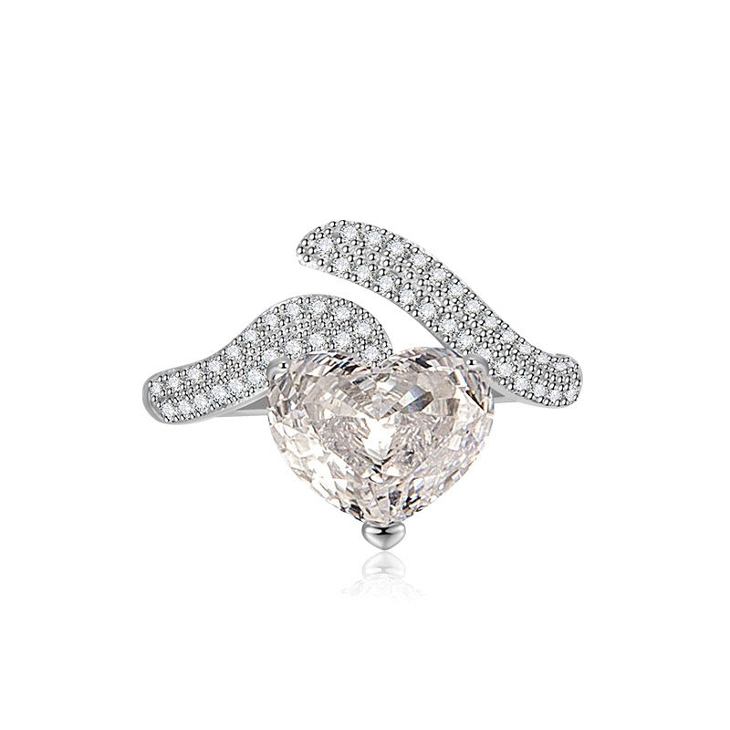 Love Heart Ring – Ice-Cut High Carbon Diamond Heart Ring | 8 Colors Adjustable