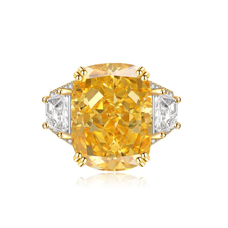 Ice Rectangle Ring – Fat Rectangle Cut High Carbon Diamond Cocktail Ring | 6 Colors Adjustable