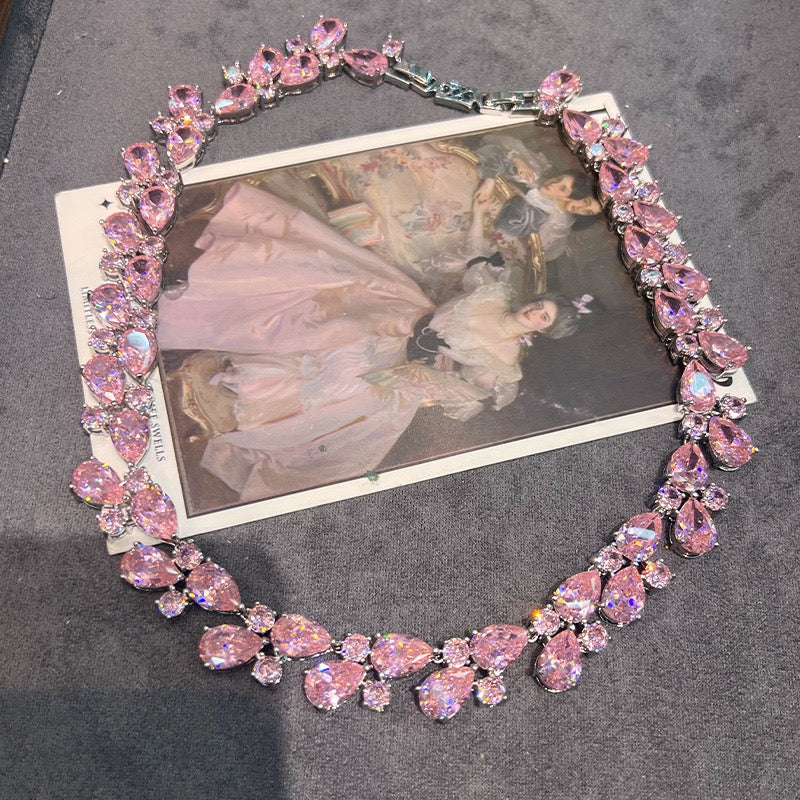 Sculptural Floral Jewelry Suite - Statement Necklace, Bracelet & Earrings in Blush or Confetti