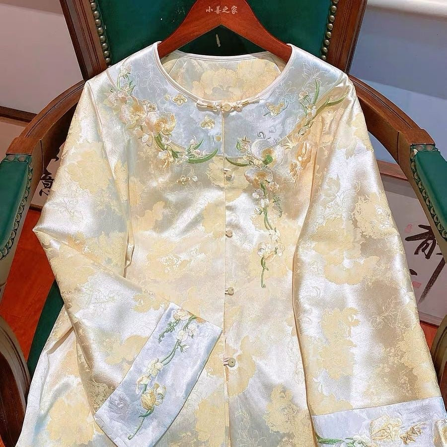 Embroidered Kimono Cardigan – New Chinese Style, Plus Size 4XL