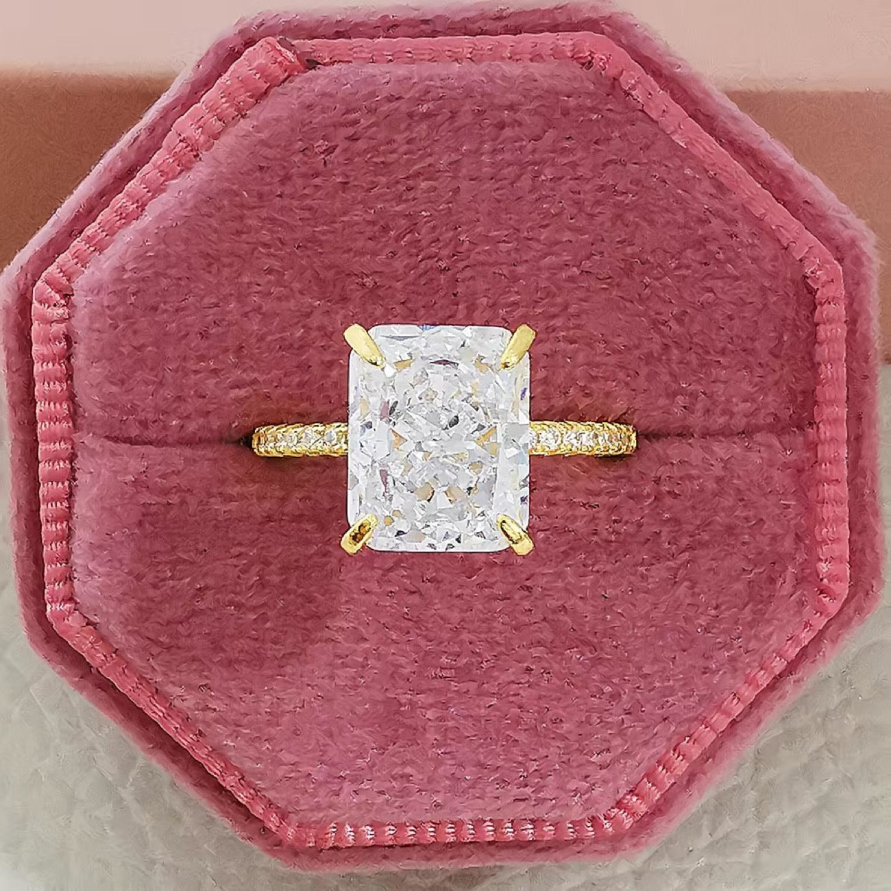 Princess Cut Square Statement Ring - Geometric Minimalist Ring for Women