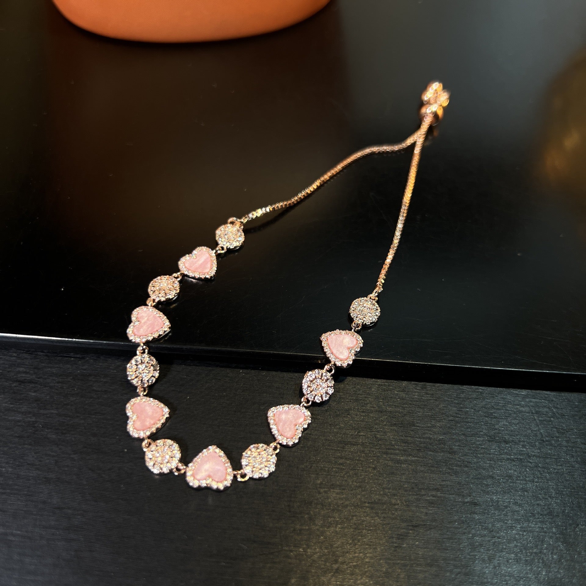 Heart’s Desire Bracelet – Adjustable Pink/Blue Zirconia Love Charm | Everyday Elegance